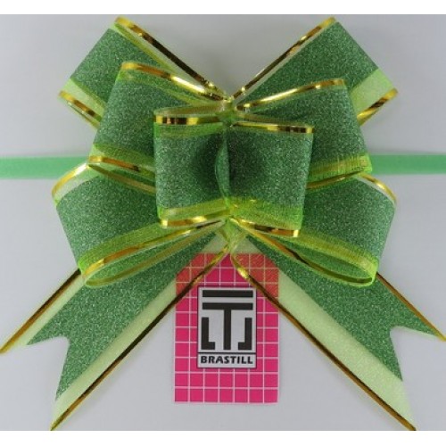 Laço Pronto Pingent Tule Purpura Verde 3cm x 45cm